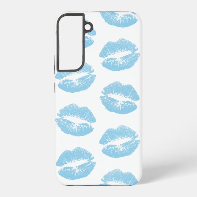 Blue Lips, Pattern Of Lips, Blue Lipstick, Kiss Samsung Galaxy Case (Back)