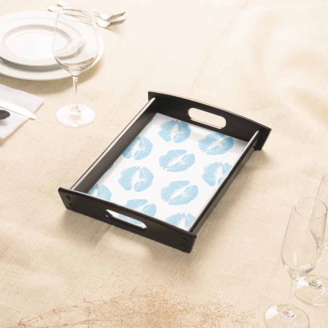 Blue Lips, Pattern Of Lips, Blue Lipstick, Kiss Serving Tray (Front)