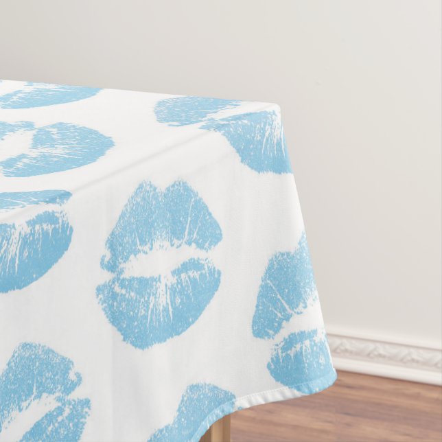 Blue Lips, Pattern Of Lips, Blue Lipstick, Kiss Tablecloth (In Situ)