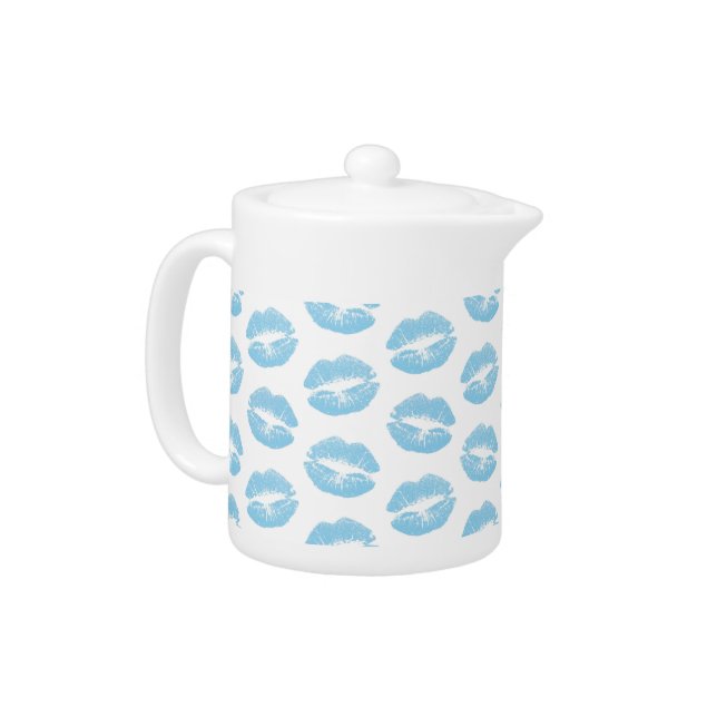 Blue Lips, Pattern Of Lips, Blue Lipstick, Kiss Teapot (Left)