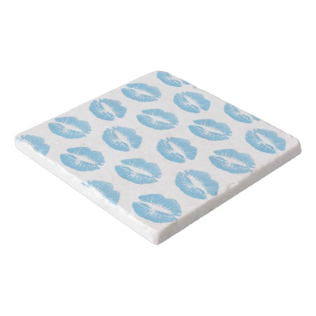 Blue Lips, Pattern Of Lips, Blue Lipstick, Kiss Trivet (Corner)