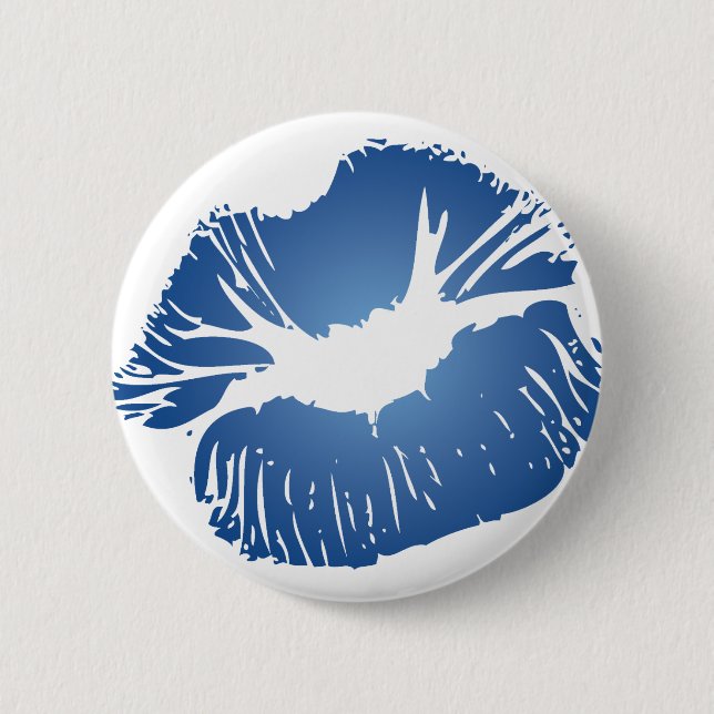 Blue Lips Pinback Button (Front)