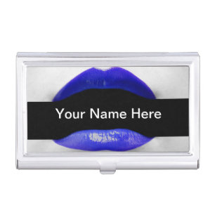 Blue Lipstick Fancy Stylish Chic Makeup Artist Business Card Case