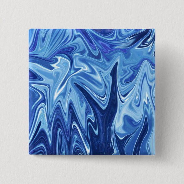 Blue liquid abstract pattern button (Front)