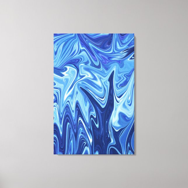 Blue liquid abstract pattern canvas print (Front)