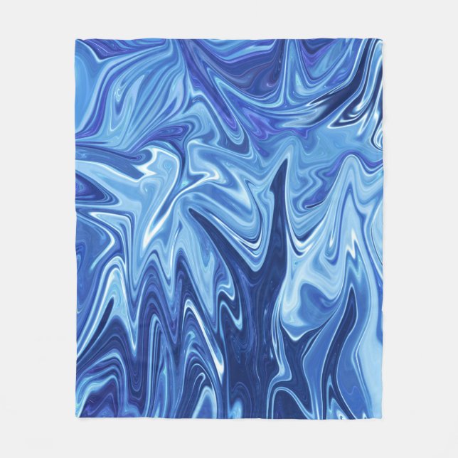 Blue liquid abstract pattern fleece blanket (Front)