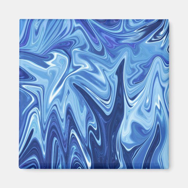 Blue liquid abstract pattern magnet (Front)