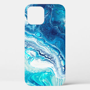 Blue liquid marble texture iPhone 12 case