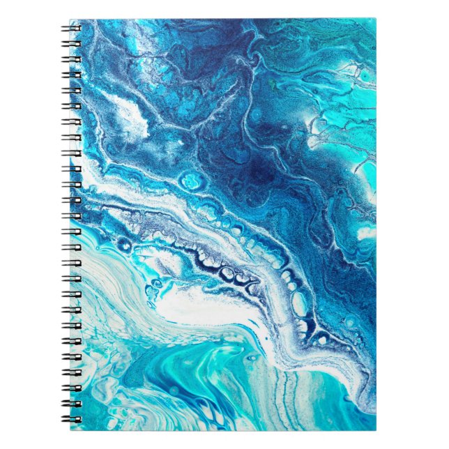 Blue liquid marble texture notebook (Front)