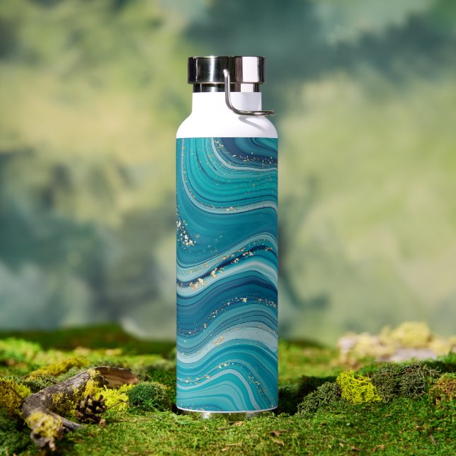 Blue Liquid Marble  Water Bottle (Outdoor)