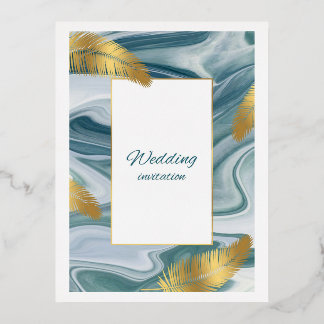 Blue Liquid Marble Wedding Invitation | Premium El