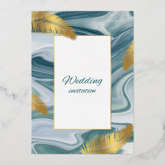 Blue Liquid Marble Wedding Invitation | Premium El Foil Invitation
