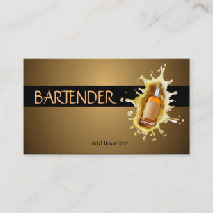 Blue Liquor Bottle Splash Bartender Bartender Business Card