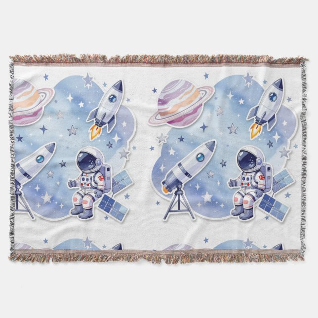 Blue little astronaut cozy Blanket for New Home (Front)