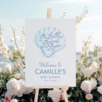 Blue Little Beach Bum Baby Shower Welcome Sign
