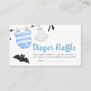 Blue Little Boo Baby Shower Diaper Raffle Enclosure Card