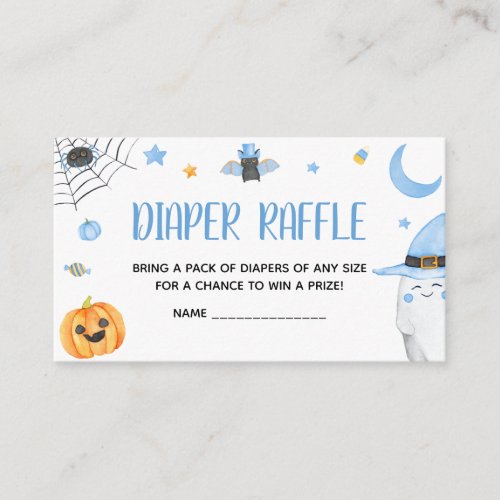 Blue Little Boo Ghost Baby Shower Diaper Raffle Enclosure Card