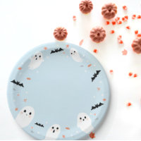 Blue Little boo ghost halloween paper plates