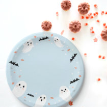 Blue Little boo ghost halloween paper plates