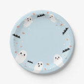 Blue Little boo ghost halloween paper plates (Front)