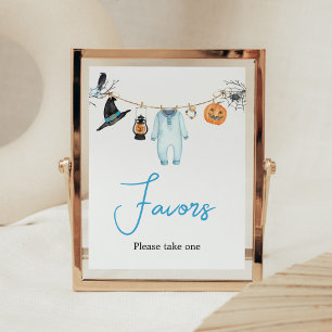 Blue Little Boo Halloween Baby Shower Favors Poster