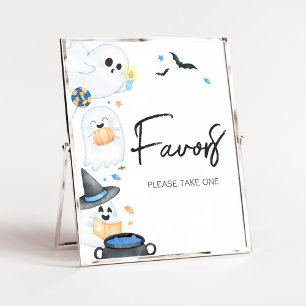 Blue Little Boo Halloween Baby Shower Favors Poster