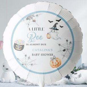 Blue Little Boo Halloween Baby Shower Pumpkin Balloon