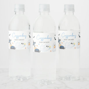 Blue Little Boo Halloween Baby Shower Water Bottle Label