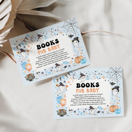 Blue Little Boo Halloween Ghost Books for Baby Boy Enclosure Card