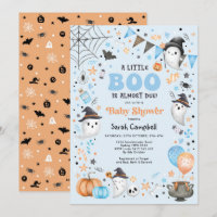 Blue Little Boo Halloween Ghost Boy Baby Shower