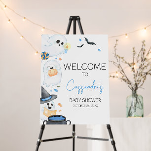 Blue Little Boo Halloween Welcome Sign