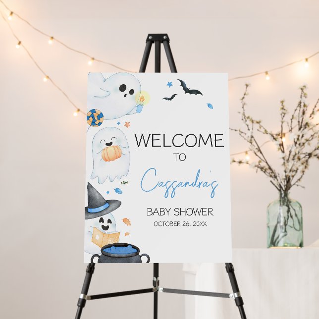 Blue Little Boo Halloween Welcome Sign (In Situ (Stand))