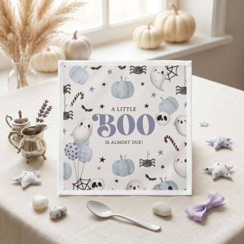Blue Little Boo is Almost Due Halloween Baby Napkins