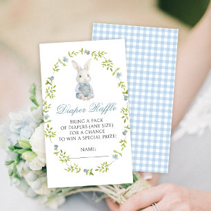 Blue Little Bunny Baby Boy Shower Diaper Raffle Enclosure Card