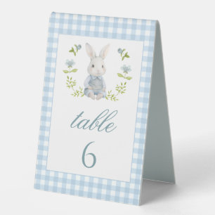 Blue Little Bunny Baby Boy Shower Table Numbers Tent