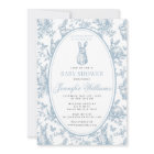 Blue Little Bunny Spring Easter Toile Baby Shower