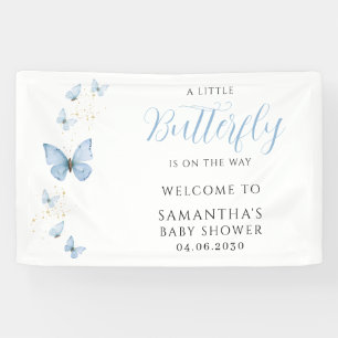 Blue Little Butterfly Boy Baby Shower Banner