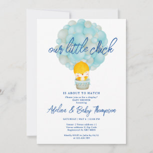 Blue Little Chick About To Hatch Baby Boy Shower Invitation