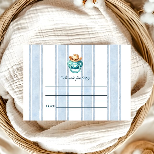 Blue Little Cowboy Modern Western  Note for Baby Enclosure Card (Creator Uploaded)