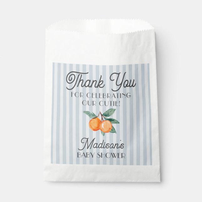 Blue Little Cutie Citrus Baby Shower Cookie Favor Bag (Front)