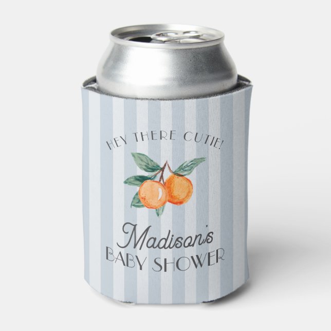 Blue Little Cutie Citrus Baby Shower Favors Can Cooler (Can Front)