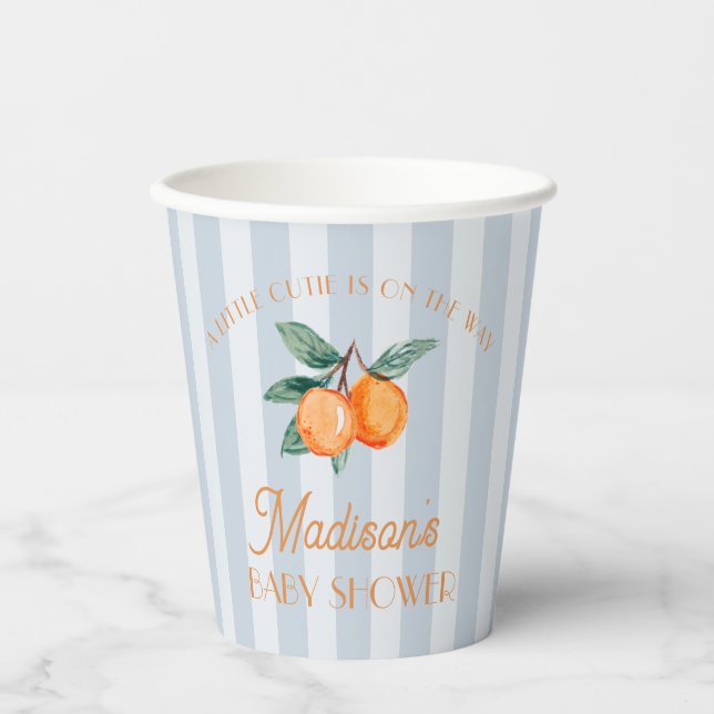 Blue Little Cutie Citrus Baby Shower Paper Cups (Front)
