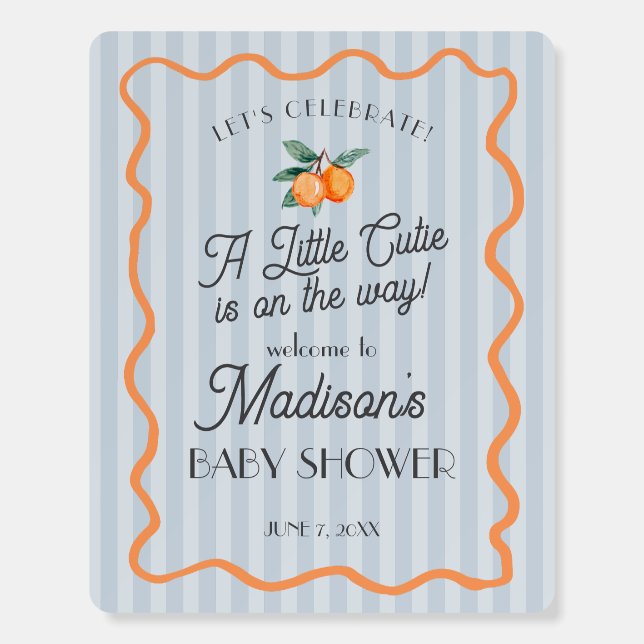 Blue Little Cutie Citrus Baby Shower Welcome Foam Board (Front)