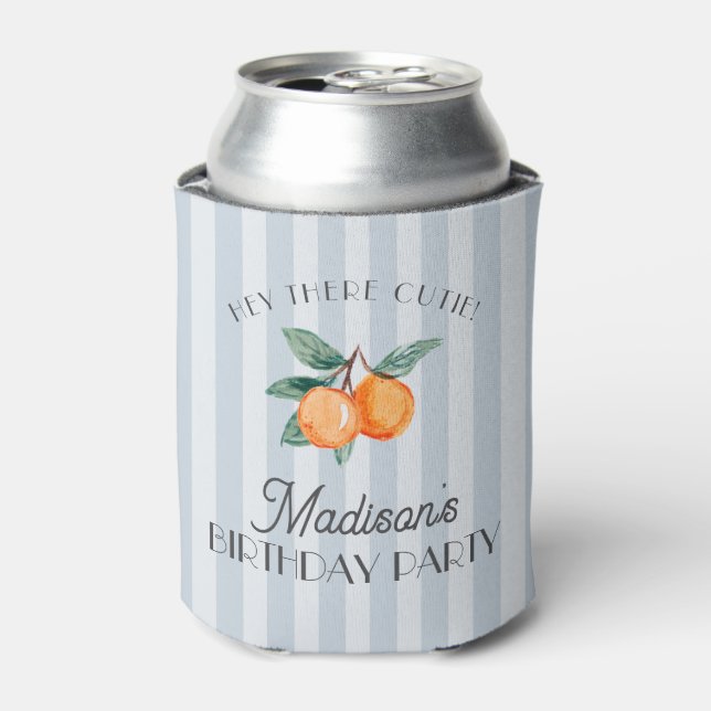 Blue Little Cutie Citrus Birthday Party Favors Can Cooler (Can Front)