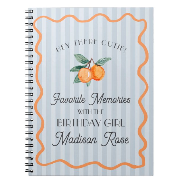 Blue Little Cutie Favorite Memories Birthday Notebook (Front)