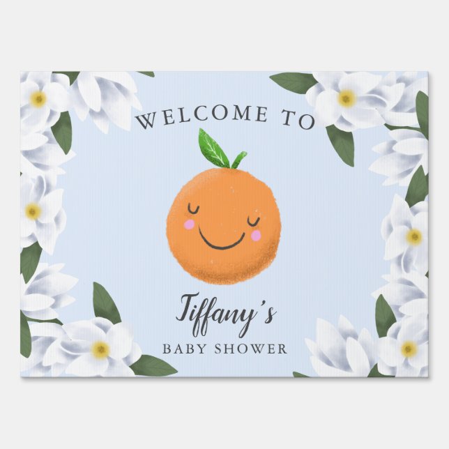 Blue Little Cutie Floral Welcome Sign (Front)