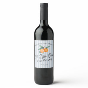Blue Little Cutie On The Way Baby Shower Favor Wine Label
