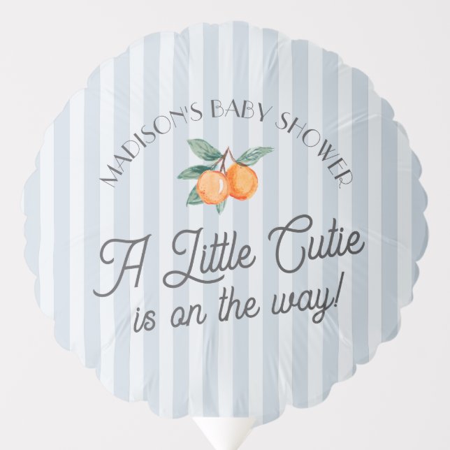Blue Little Cutie On The Way Citrus Baby Shower Balloon (Front)