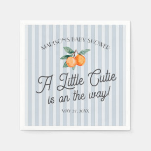 Blue Little Cutie On The Way Citrus Baby Shower Napkins