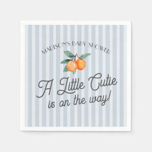 Blue Little Cutie On The Way Citrus Baby Shower Napkins